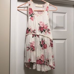 SOLD**Boutique Racerback Floral Babydoll Tank